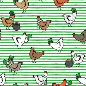 Chickens with clovers -  Saint Patrick's Day - green stripes - LAD22