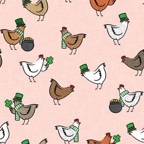 Chickens with clovers -  Saint Patrick's Day - pink - LAD22