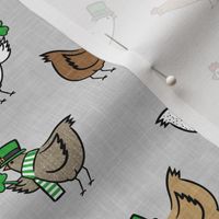 Chickens with clovers -  Saint Patrick's Day - grey - LAD22