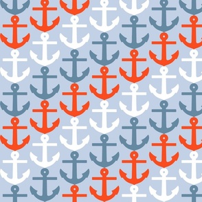 Blue, white and red anchors - Large scale 