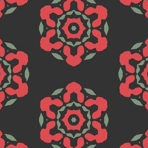 Geometric Floral Snowflake Red and Green