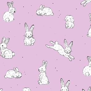 Sweet little bunny friends kids easter animals spring love design in white on pink