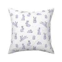 Sweet little bunny friends kids easter animals spring love design in girls lilac purple on white