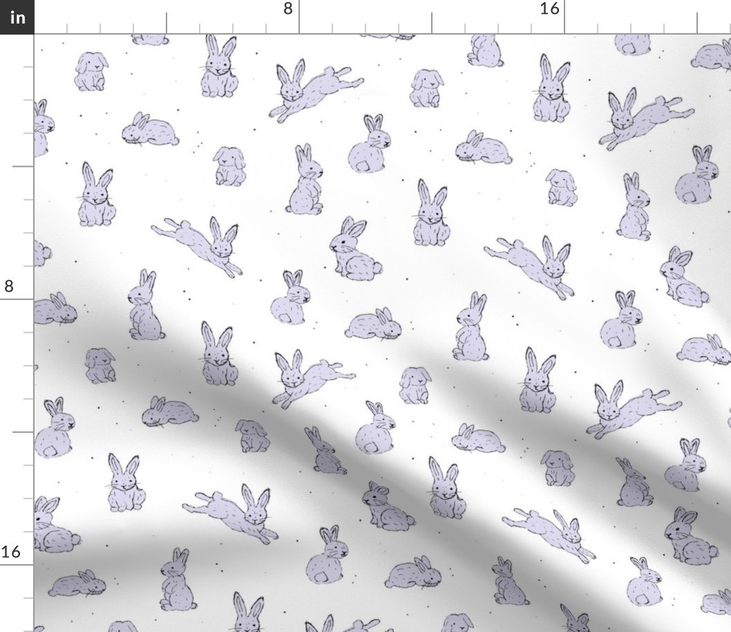 Sweet little bunny friends kids easter animals spring love design in girls lilac purple on white