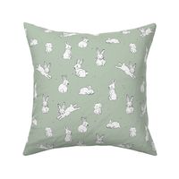 Sweet little bunny friends kids easter animals spring love design in white on mint green