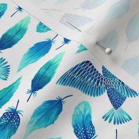 Birds painting their feathers blue (mini)