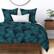 XL teal palm leaves