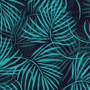 XL teal palm leaves