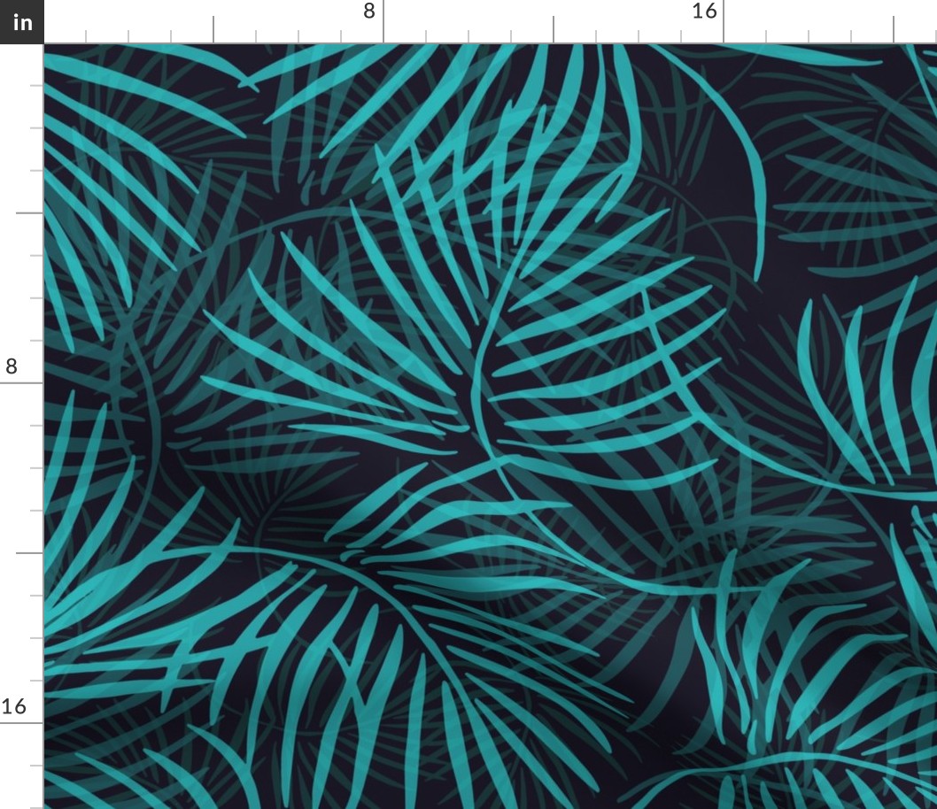 XL teal palm leaves