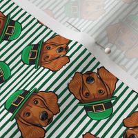 Irish Setter - green stripes  - dog fabric - LAD22