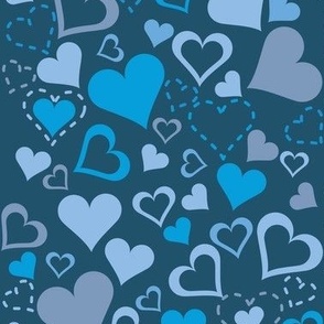 Blue Hearts Blue Background