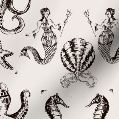 Mermaids and octopus, seahorses