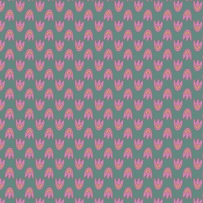 Seamless pattern with pink flowers on green background 