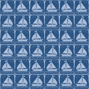 Nautical Sailing Boat Block Print