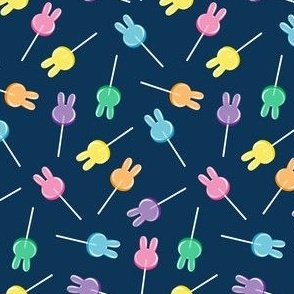 (small scale) bunny suckers - easter candy lollipops - dark blue - LAD22