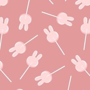 bunny suckers - easter candy lollipops - pink on pink - LAD22
