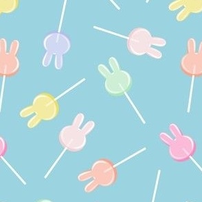 bunny suckers - easter candy lollipops - multi on blue - LAD22