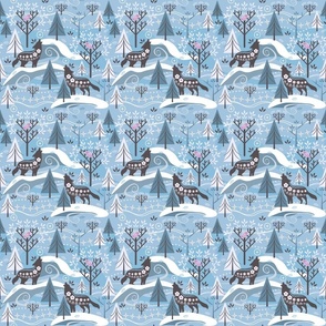Grey Wolves / Song of Life / Scandi / Folk Art / Winter / Christmas / Icy Blue / Small