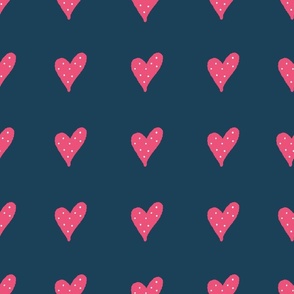 Pink Heart with Dots Pattern Dark green
