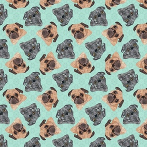 SCATTERED MIXED PUGS GREEN 16