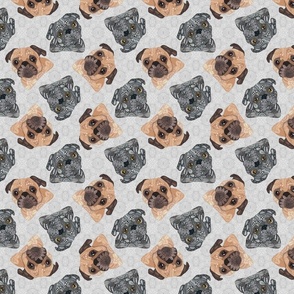 SCATTERED MIXED PUGS GREY 16