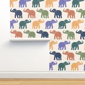 Elephants parade block prints cream