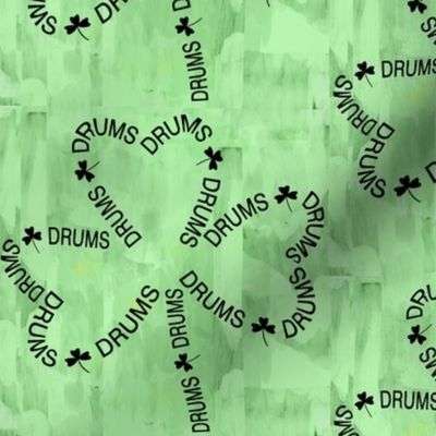 Drums Shamrock Text Green Background