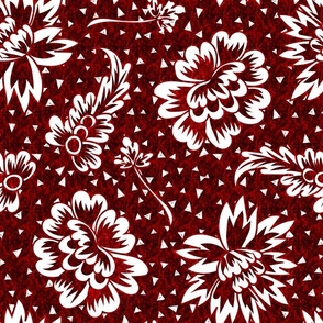 Traditional Red Crewel Floral