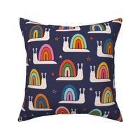 Rainbow Snails  - Large - Navy and Vintage Brights