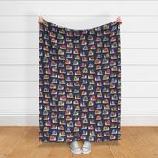 Rainbow Snails  - Large - Navy and Vintage Brights
