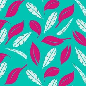 Tropical  Teal and Fuschia Leaves