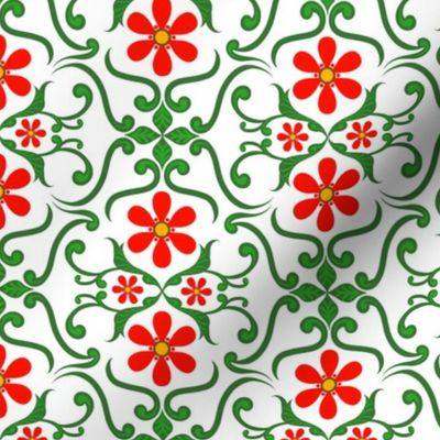 Daisy Red Floral Tile