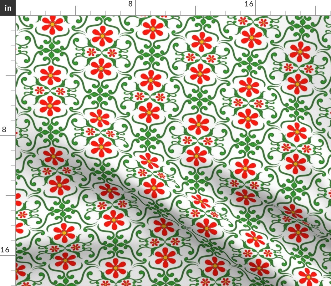 Daisy Red Floral Tile