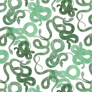 Slithering Snakes - green on white 
