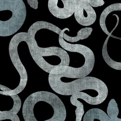 Slithering Snakes - slate grey on black 