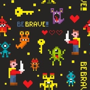 Pixel monsters from video game