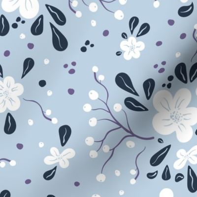 flowers on blue | swallow purple collection