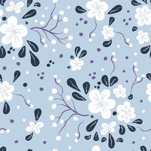 flowers on blue | swallow purple collection