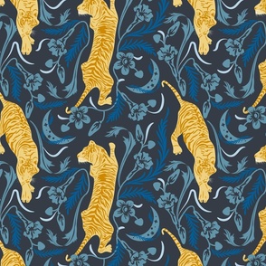 Tigris Nouveau- Lunar New Year-Spring Festival- Charcoal Blue Yellow- Regular Scale