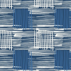 Abstract painted lines indigo checks // big scale