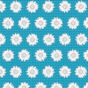 Polka Dot Daisies White/Blue