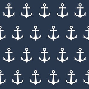 Large scale nautical navy blue and white anchors