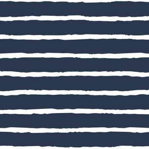 Large Scale Navy Blue and White stripes Nautical Pattern