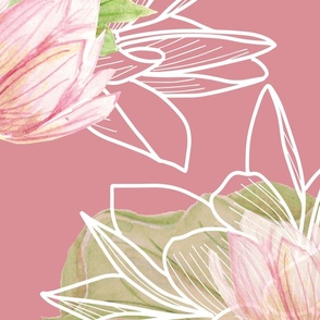 Watercolour lotus pink