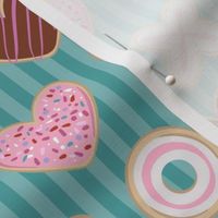 Valentine Cookies Teal Stripe Small