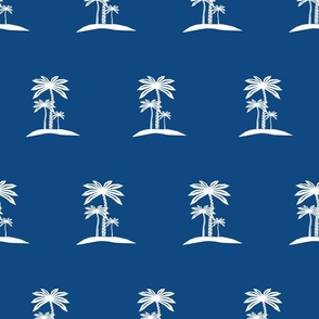 Blockprint Palms white on blue-medium