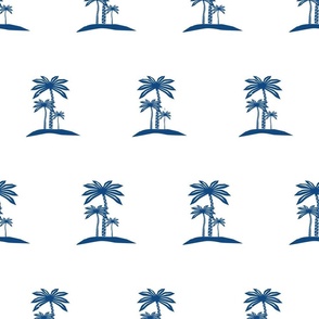 Blockprint Palms blue on white -medium