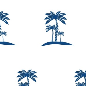 Blockprint Palms blue on white-xl