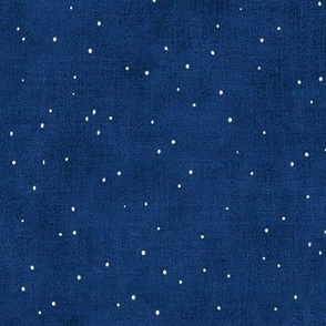 Indigo Blue Sky with Snow (xl scale) | Coordinate fabric to go with the Forest Cranes pattern in indigo blue and white, snow flakes, sky fabric, dots.