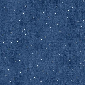 Denim Blue Sky with Snow (xl scale) | Coordinate fabric to go with the Forest Cranes pattern in denim blue and white, snow flakes, sky fabric, dots.